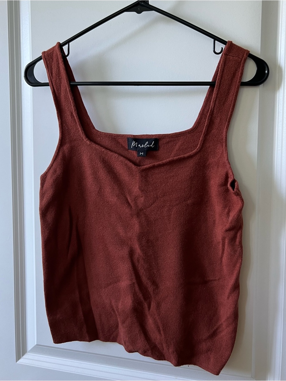 Marled Square-Neck Tank Top in Rust